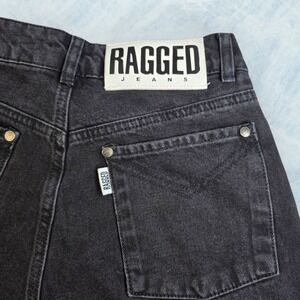 RAGGED‎ Jeans Free People Black High Waist Straight Leg Butt Slash Cut Size 24